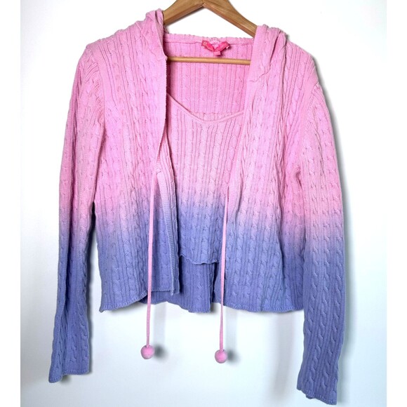 Sugar Thrillz Sweaters - Sugar Thrillz x Dolls Kill Sweater Set 2X Pink Purple Ombre Cable Knit Y2K Fairy
